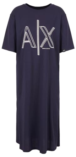Armani Exchange Robe décontractée à col Rond pour Femme - Longue durée de Vie, Myrtille, S