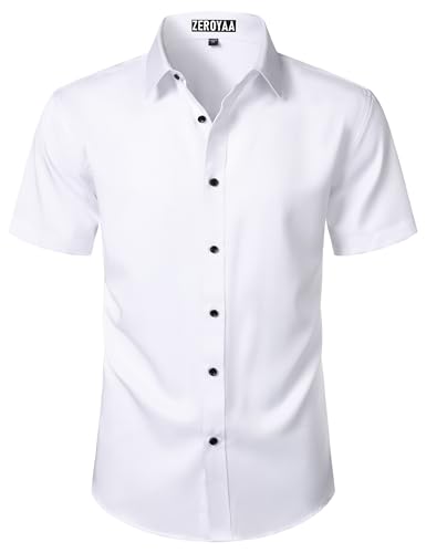 ZEROYAA Men's Short Sleeve Dress Shirt Casual