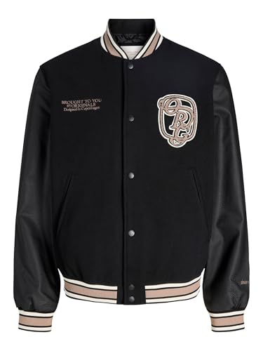 JACK & JONES Jormeadows College Bomber Jacket SN, Nero, M Uomo