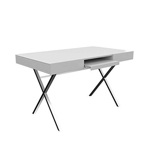 Amazon Com White Plastic Chrome Finish Computer Desk With