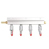 YaeBrew Gas Manifold, Beer Gas Distributor, Air Distributor CO2 Manifold - Splitter 5/16" Barb Fittings (4 Way)