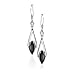 925 Sterling Silver Black Onyx Gemstones Modern Marquise Open Dangle Earrings - Nickel Free