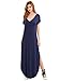 Verdusa Women's Casual V Neck Side Split Beach Long Maxi Dress Navy L