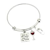 Toes in the Sand Wine in My Hand, Wine Lovers Beach Gifts Bangle Bracelet