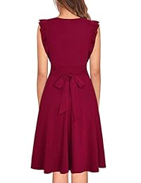 Ranphee - Vestido sin mangas para mujer, cuello en V, de algodón, con botones en A, vestido de plumón