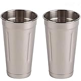 (Set of 2) 30 oz Stainless Steel Malt Cup by Tezzorio, Professional Blender Cup, Milkshake Cup, Cocktail Mixing Cup, Commercial Grade Malt Cups