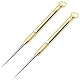 PPFISH 2PCS EDC Keychain Titanium Integrated Design Telescopic Toothpick with Protective Case Holder, Ultralight Travel Kits for Outdoor Camping Picnic (Golden)