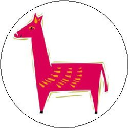 * HOT PINK LLAMA * Pinback Button 1.25" Pin / Badge Cartoon Cute Emo