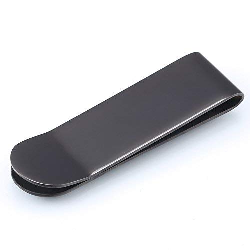 DonDon Men's Money Clip Stainless Steel Pure Black