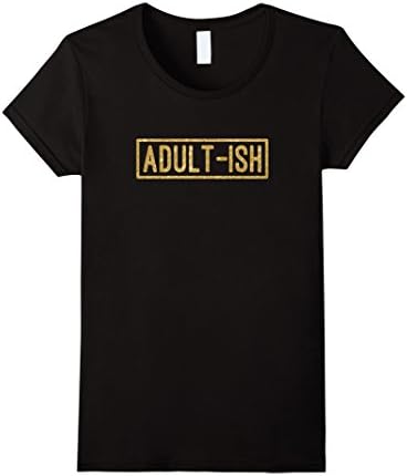 Women's Adult-ish Gold Glitter Printed Shirt XL Black