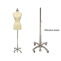 (JF-F2/4W+BS-WCDX) ROXYDISPLAYTM Size 2-4: Female Body Form with Chrome Caster Base