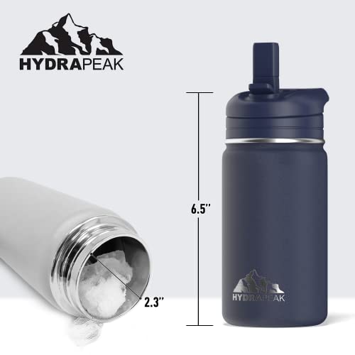 Hydrapeak Mini 14oz Kids Water Bottle with Straw Lid, Stainless Steel