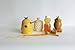 Creative Co-Op White Ceramic Hobnail Style Honey Jar with Lid & Wood Dipper