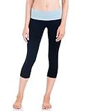 Juniors Cotton Spandex Fold Over Capri Leggings
