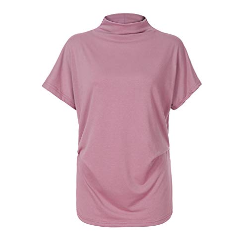 New in Summer Haalife◕‿Women Turtleneck Short Sleeve Top Fashion Irregular Blouse T Shirt Casual Oversize Tunic Tops
