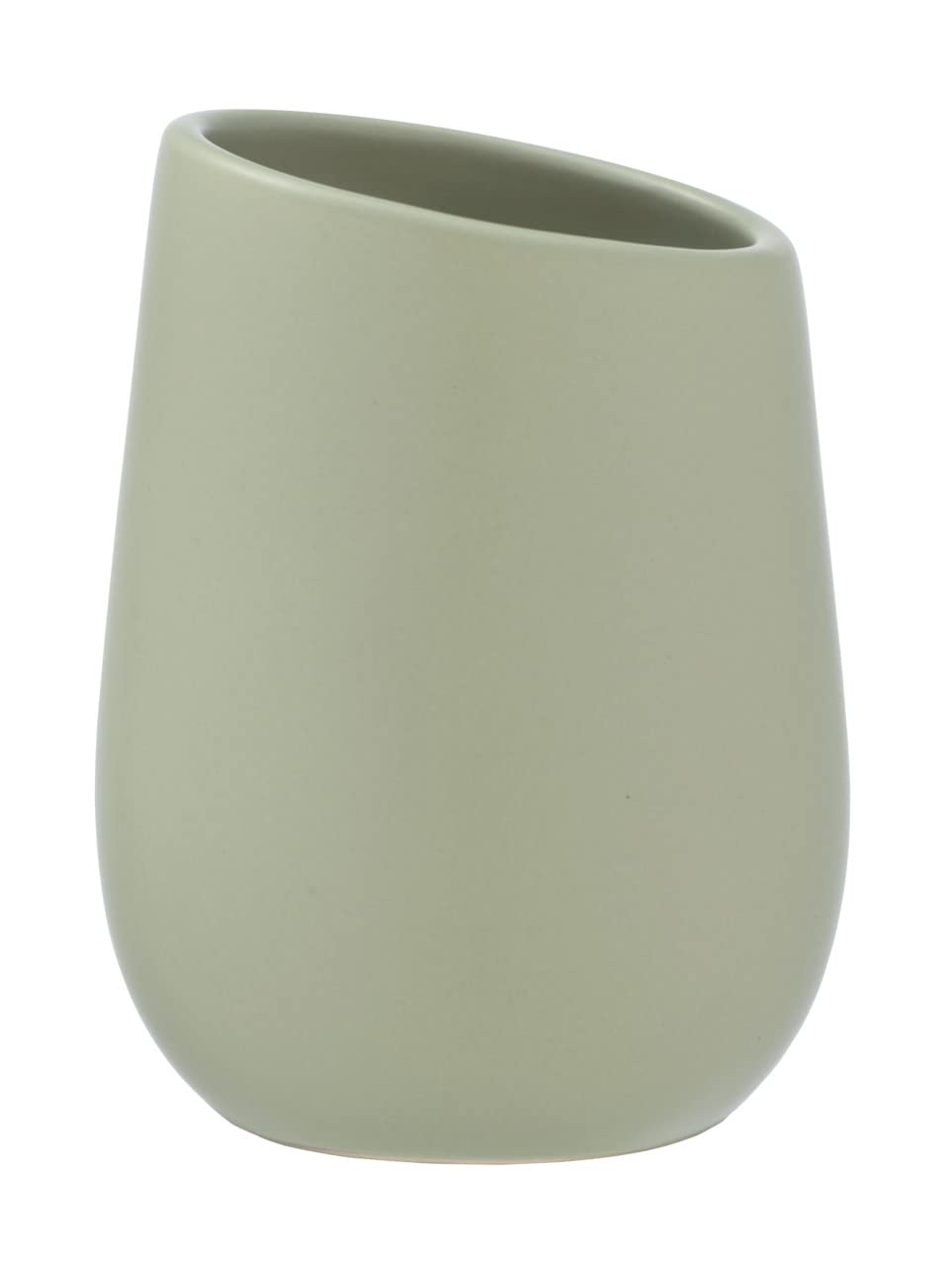 WENKO Badi Lime Green Ceramic Tumbler with Matte Finish Toothbrush Cup for Storing Toothbrush and Toothpaste