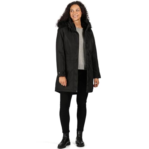 Regatta Lexis Damen Jacke mit Kapuze, wasserdicht, atmungsaktiv, versiegelte Nähte, gefüttert, isoliert XS Schwarz