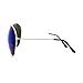 SUPER Oversized Aviator Sunglasses Big Metal Frame Silver, Blue Mirror Lens