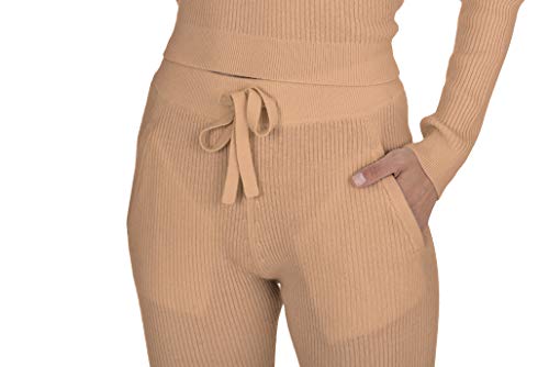 State Cashmere Women's 100% Pure Cashmere Knitted Loungewear Pants with Pockets (Pants/Cammello, X-Large) - Thumbnail 5
