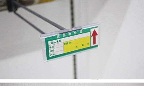 BCP 50PCS Clear Color Plastic Wire Shelf Price Label Holder Merchandise Sign Display Holder