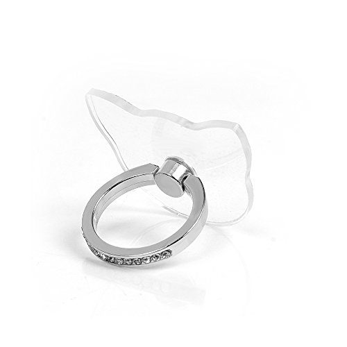 Mavis's Diary 2 Pcs Ring Stand Holder Transparent Cat Universal 360 Degree Rotating Phone Metal Buckle Tablet Finger Grip Kickstand for All Phones Tablets - Sliver & Rose Gold - Thumbnail 5