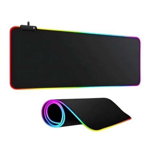 Mouse Pad Gamer RGB Led 80x30 Grande Speed Antiderrapante Base Emborrachada Borda Costurada Ideal para Jogos e Escritório