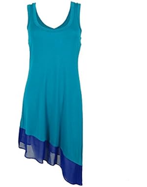 Women's Asymmetric-Hem Color-Block Cover-Up Dress