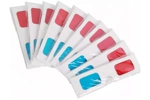 GENERIC Hony 10 Pairs 3D Paper Glasses, Red and Cyan Lens in White Frame Anaglyph Cardboard for 3D Movie, Magazine, and Books,Folded