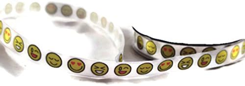 Emoji Emoticon Satin Smiley Face Ribbon - 4 Yards 3/8In Wide
