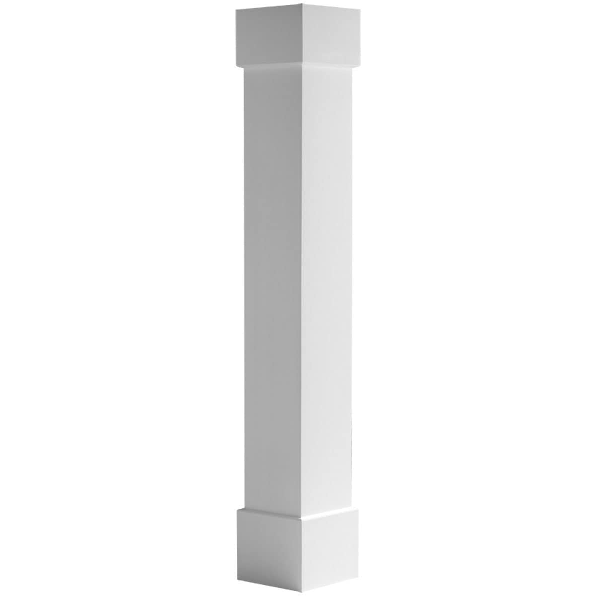 Ekena Millwork 8″W x 5’H Premium Square Non-Tapered Smooth PVC Endura-Craft Column Wrap Kit, Standard Capital & Base