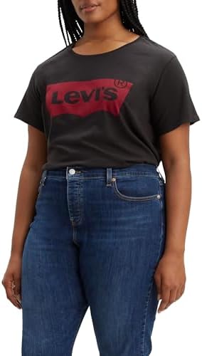 Damen Plus Size Perfect Tee T-Shirt, Stonewashed Black, 1XL