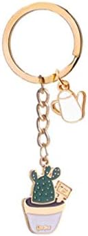 TraveT Succulent Cactus Pot Keychain Metal Cute Plant Shape Keyring Charmed Gifts for Kids Women Girls Boys,D1115-4