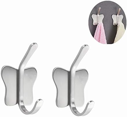 Multi Purpose Self Adhesive Hooks Sticking Wall Hanger Stainless Steel Hook Razor Holer Shower Shaving Razor, Kitchen Utensils, Towel, Bathrobe Coat, Loofah More (2 Packs)