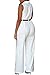 roswear Women's Plus Size Plunge Neck Button Up Dressy Jumpsuits White X-Large