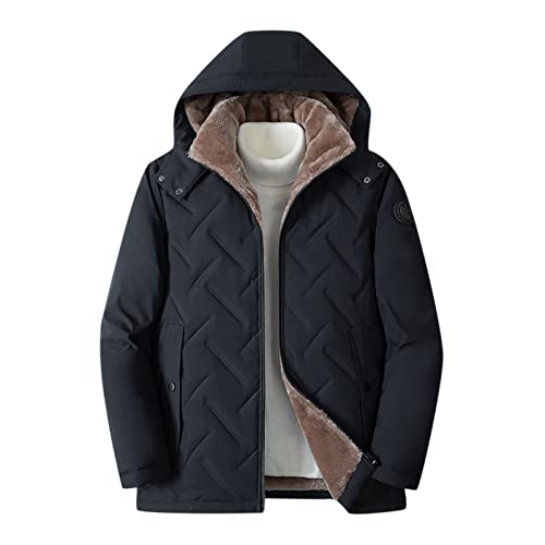 JEsilunmaMY Men's Color Block Hood Puffer Jacket Zip Up Slim