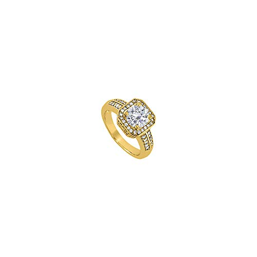 1.5 CT Cubic Zirconia Halo Fashion Ring14K Yellow Gold