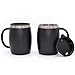CHILLOUT LIFE Stainless Steel Insulated Coffee Mugs Set of 2 (14 oz) - Double Wall Coffee Cups With Spill Resistant Lid & Strong Handle, Shatterproof Cups for Cold Drinks, Hot Beverages
