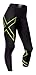2XU Women's Mid-Rise Compression Tights, Black/Bright Green, Medium