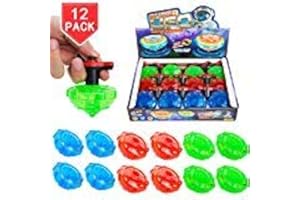 PROLOSO 12 Pack LED Spinning Tops Light Up Spinner Flashing UFO with Gyroscope