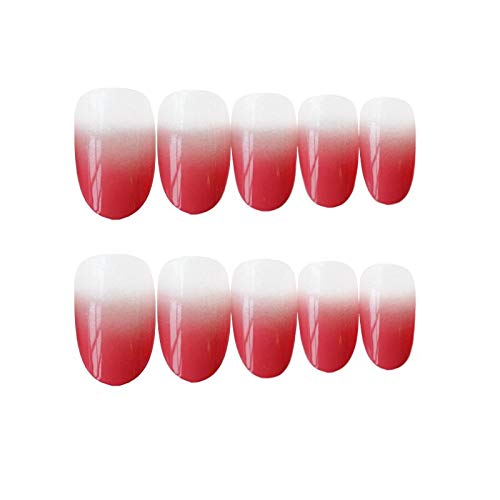 24pcs/set Short Oval False Nail Gradient Color Fake Nails Full Cover Acrylic Bride Nail Tips with Design