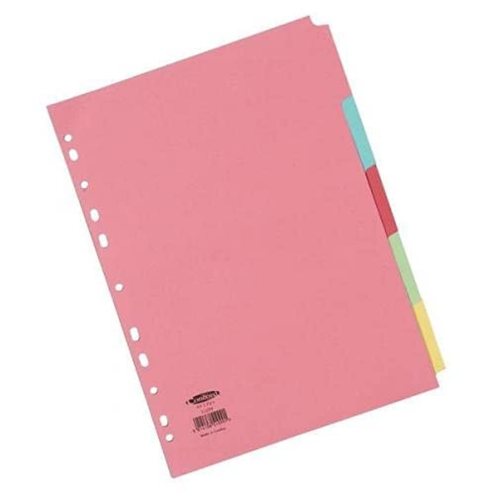 5 Star Subject Dividers Multipunched Manilla Card 10-Part A4, Multicolored (Pack of 10)