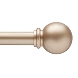 Kenney Chelsea 5/8" Standard Decorative Window Curtain Rod, 48-86", Soft Brass