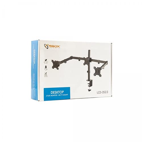 Sbox LCD-352/3 Table Stand with Arm for 3 screens from 13 to 32 Inches, VESA 75 x 75 and 100 x 100, tilting and swivel 30 kg