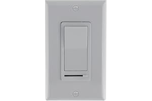 Maxxima LED Slide Dimmer Rocker Switch - 3-Way/Single Pole Compatible, Decorative Electrical Light Switch, 600 Watt Max, LED Compatible for Indoor Home Use, Wall Plate Cover Included - Gray