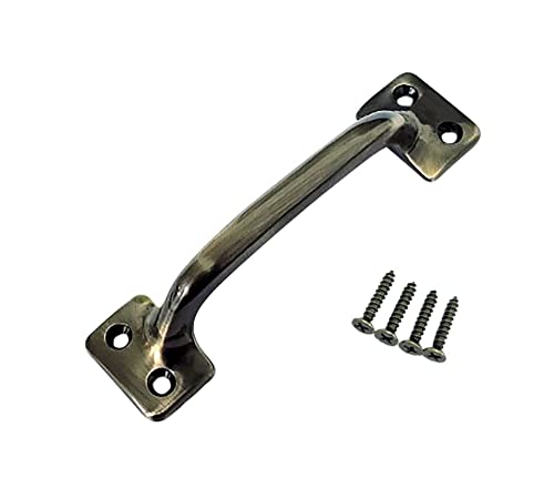 QCAA Soild Brass, 4-7/8", Heavier Sash Lift Pull, Traditional Type,Brushed Antique Brass, 1 Pack, Made in Taiwan