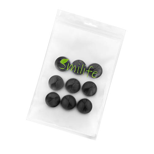 Smilife 9 Pack Black Silicone Cable Clip Holders, Self Adhesive Wire Management, Well-Organized Cables for Home, Office, Car