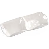 Pampa Bay Shatterproof Melamine 2 Section Server, 12.5 x 5.5 Inch, Food, Freezer, Dishwasher Safe, White