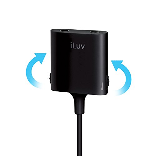 iLuv (i111) 2-Way Splitter Adapter with Independent Volume Control/Mute for iPhone 6 Plus/6/5S, iPad Air/Mini, Samsung S6/S5, and Other 3.5mm Devices