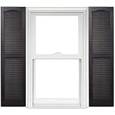 Polaris Homeside Open Louver Vinyl Shutters (1 Pair) 14-1/2in. x 59in. - 050 Black