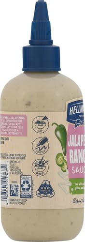 HELLMANN’S DRESSING AND DIP FOR BURGERS, SANDWICHES, AND MORE JALAPENO RANCH DRIZZLE SAUCE SQUEEZE BOTTLE 9 OZ